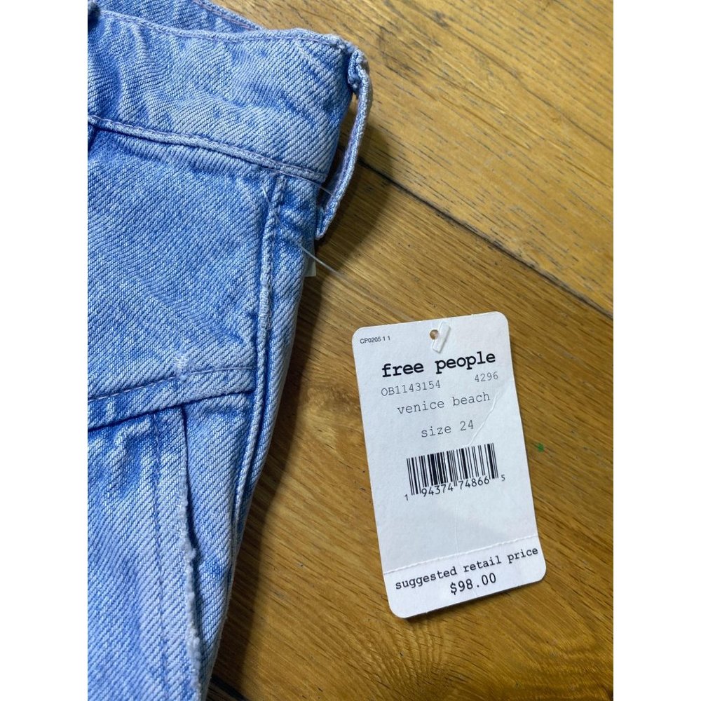 Free People Venice Culotte Denim Jean Shorts 24 - Picture 10 of 11